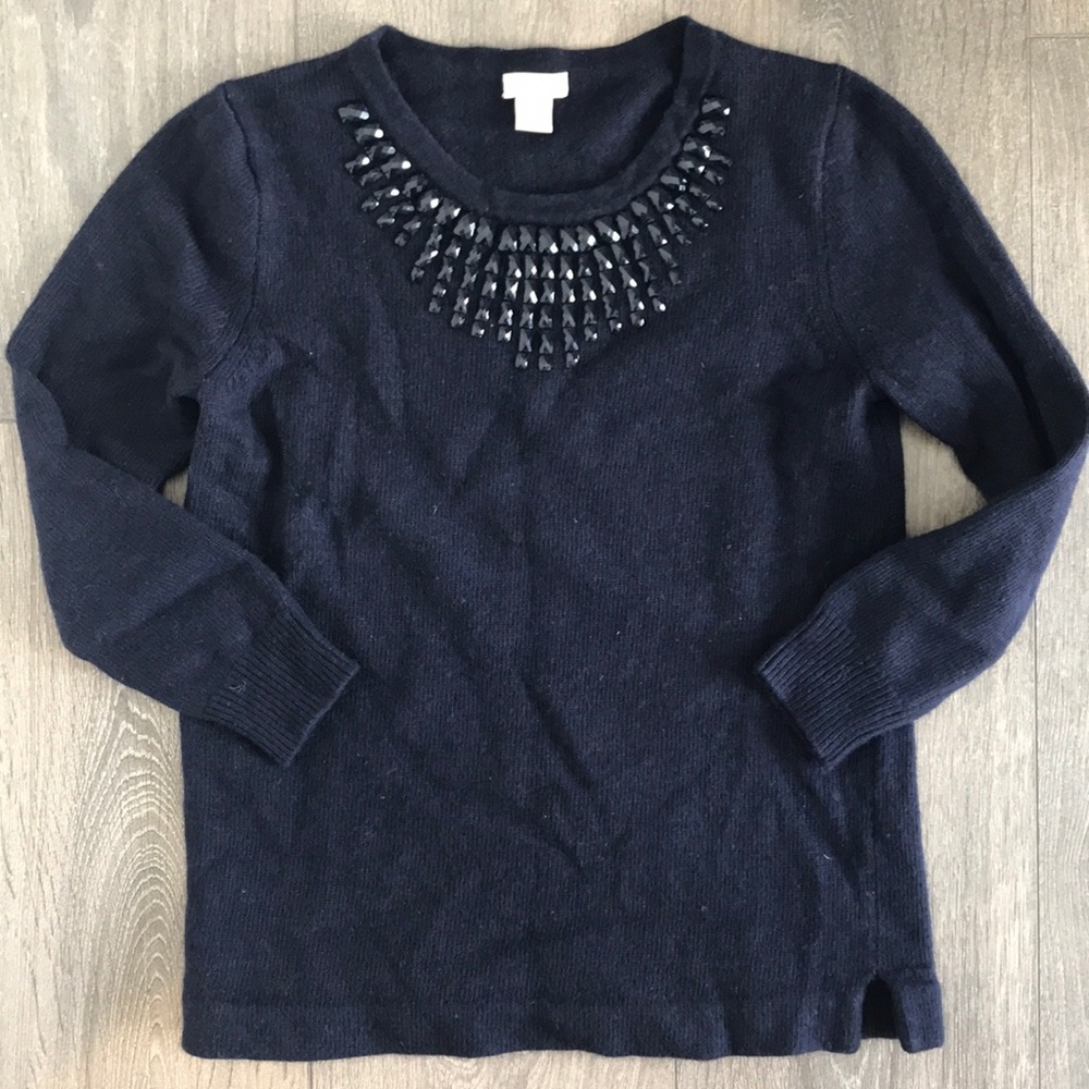 JCrew Navy Sweater - Jewel Detail, XS